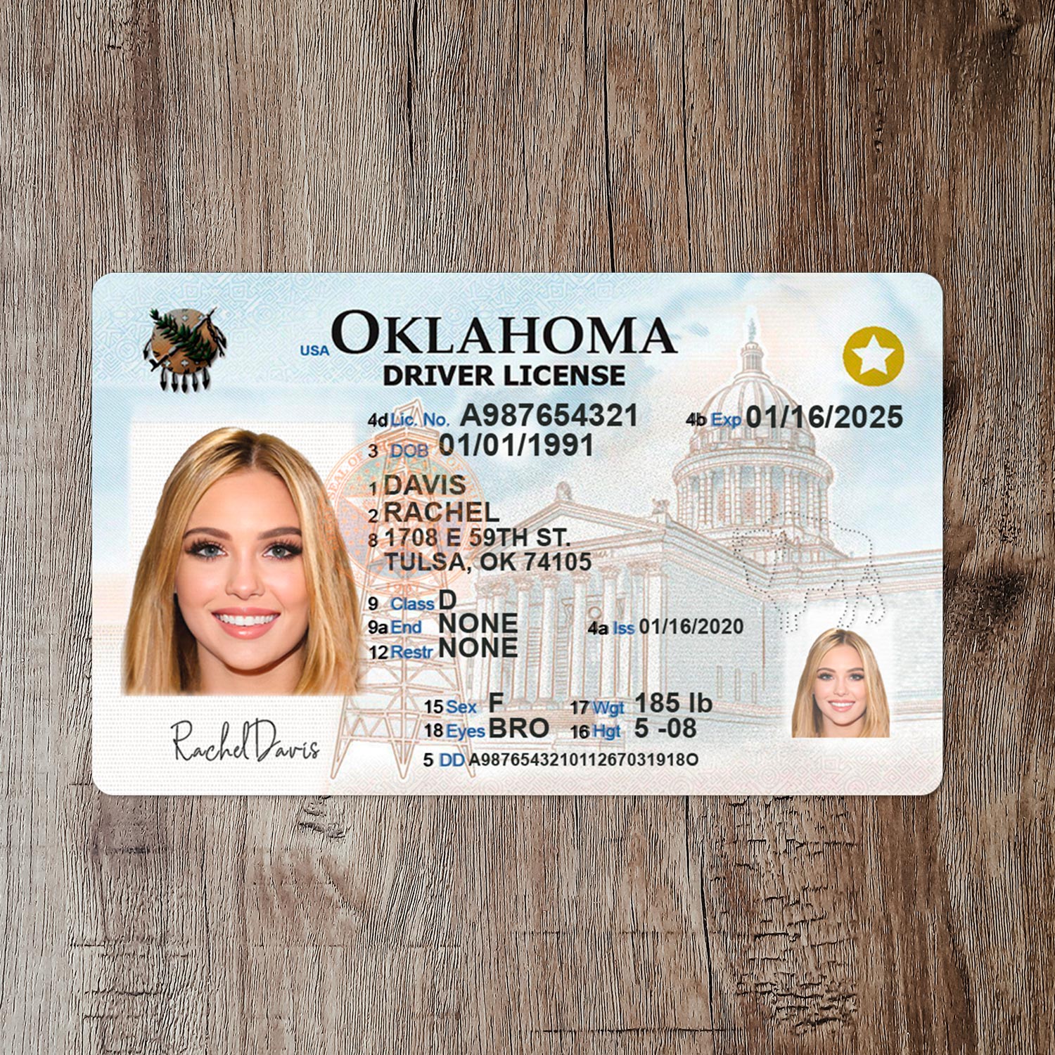 Oklahoma DL PSD Template