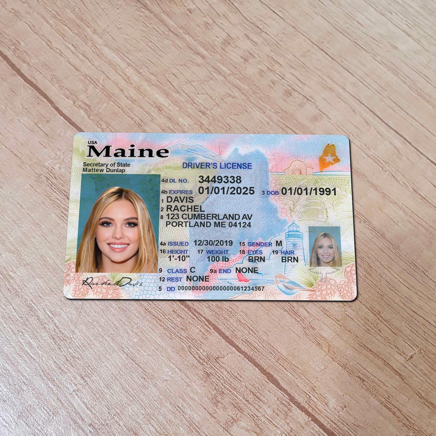 Maine DL PSD Template