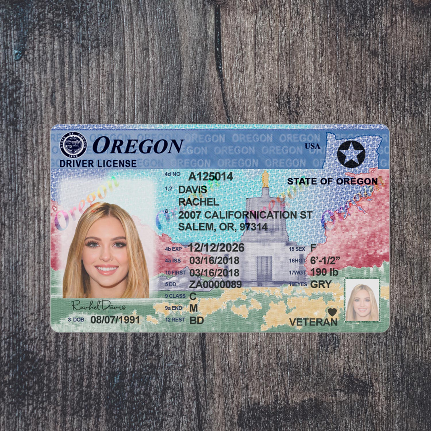 Oregon DL PSD Template