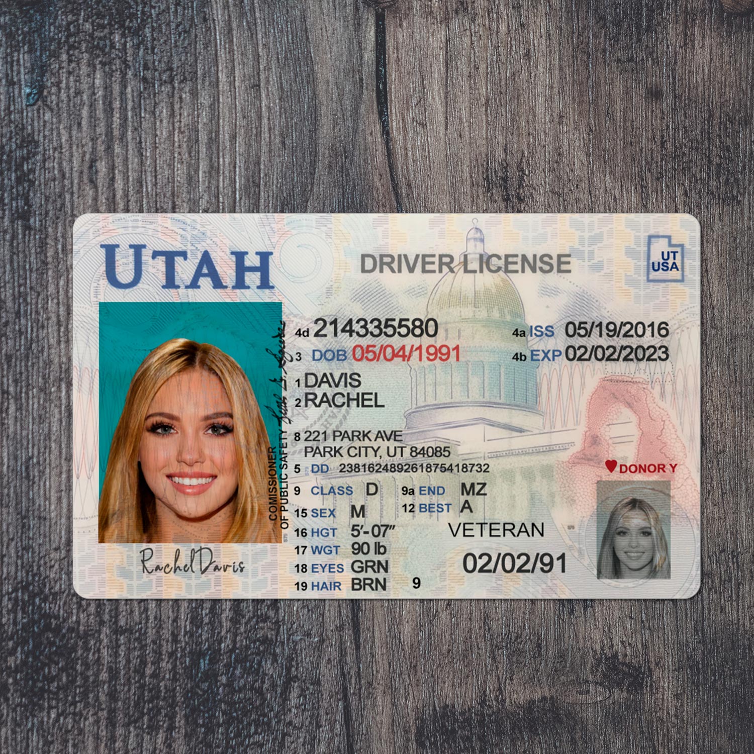 Utah DL PSD Template